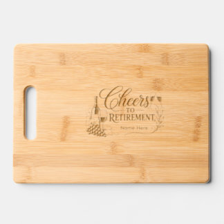 Personalized Cheers to Retirement Charcuterie Boar Engraved Cutting Board