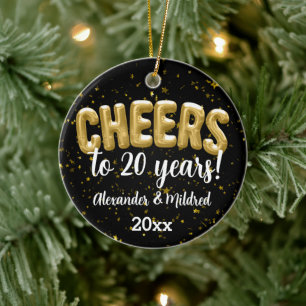 Personalized Cheers to Years Wedding Anniversary Ceramic Ornament