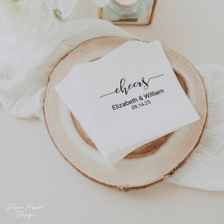 Personalized Cheers Wedding Cocktail Napkin