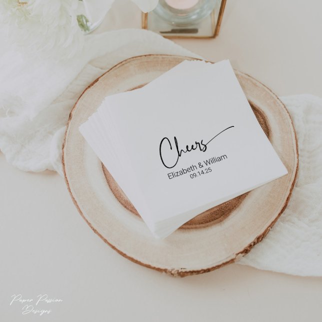 Personalized Cheers Wedding Cocktail Napkin (Creator Uploaded)