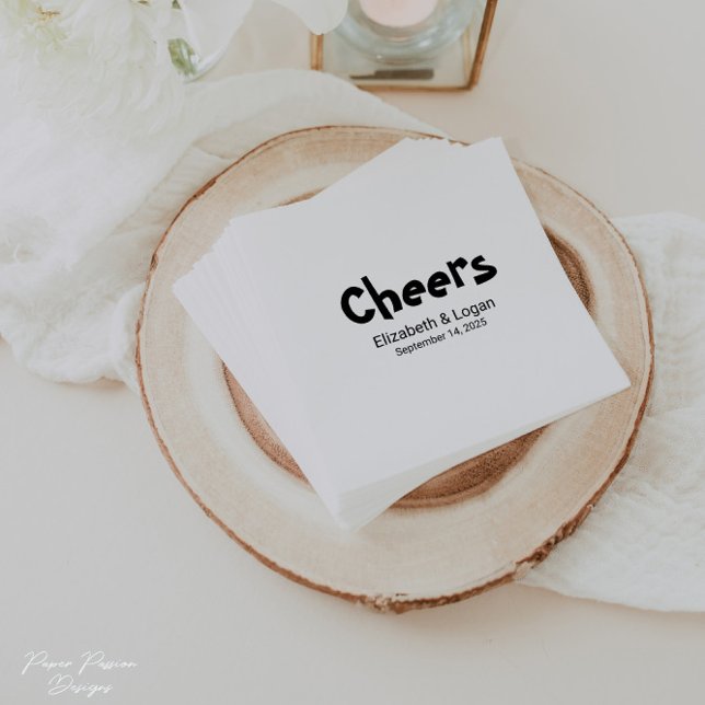 Personalized Cheers Wedding Cocktail Napkin (Creator Uploaded)