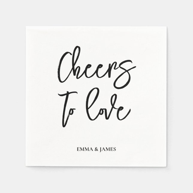 Personalized Cheers Wedding Rustic Hand lettering  Napkins (Front)