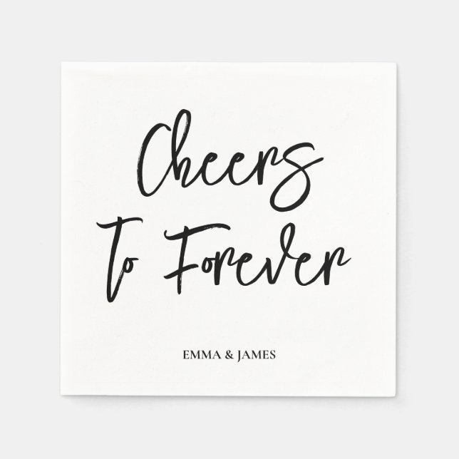 Personalized Cheers Wedding Rustic Hand lettering Napkins (Front)