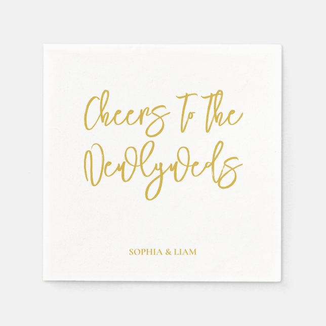 Personalized Cheers Wedding Rustic Hand lettering Napkins (Front)