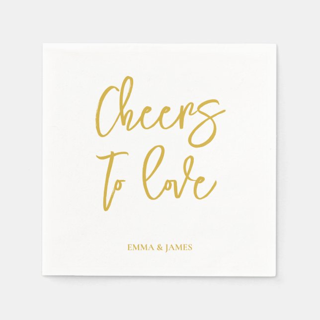 Personalized Cheers Wedding Rustic Hand lettering  Napkins (Front)