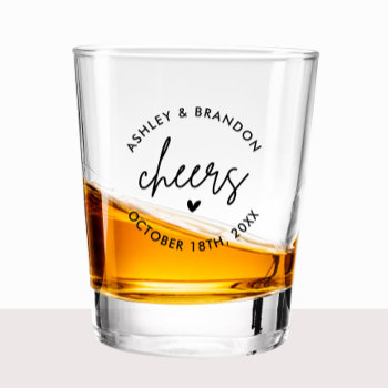 Personalized Cheers Wedding Shooters Shot Glass by SweetRainDesign at Zazzle
