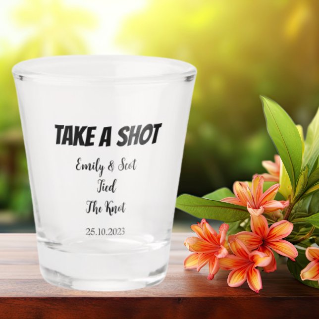 Personalized Cheers Wedding Shooters Shot Glass (Creator Uploaded)