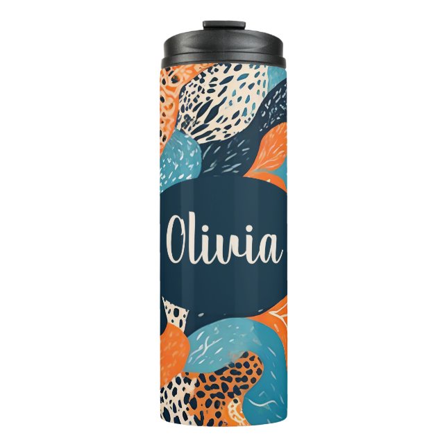 Personalized Cheetah and Abstract Print Thermal Tumbler (Front)