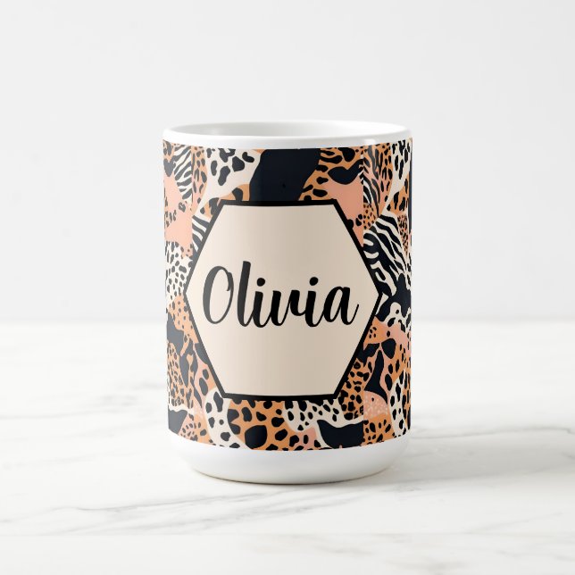 Personalized Cheetah and Zebra Print Coffee Mug (Center)
