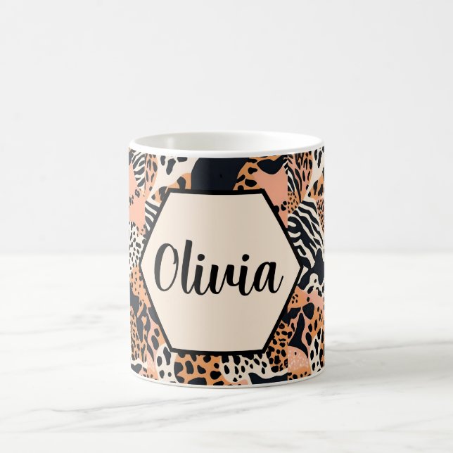 Personalized Cheetah and Zebra Print Coffee Mug (Center)