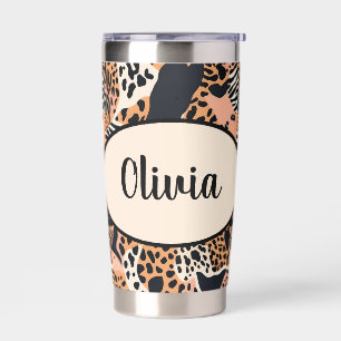 Personalized Cheetah and Zebra Print Insulated Tumbler