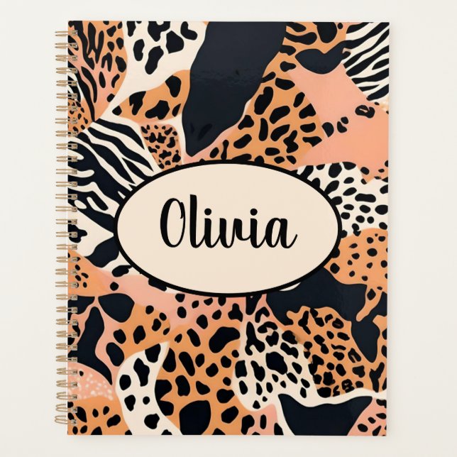 Personalized Cheetah and Zebra Print Planner (Front)