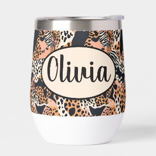 Personalized Cheetah and Zebra Print Thermal Wine Tumbler