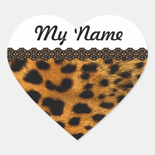 Personalized Cheetah Heart Sticker (Front)