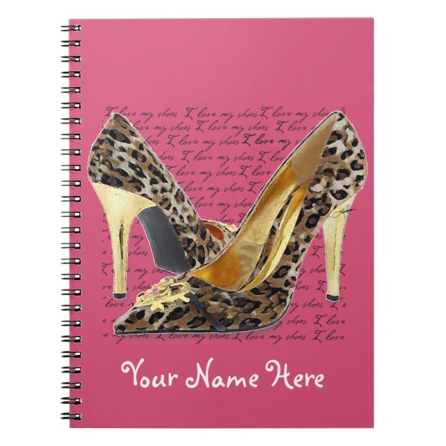 Personalized Cheetah Heels – Stylish Pink Notebook (Front)