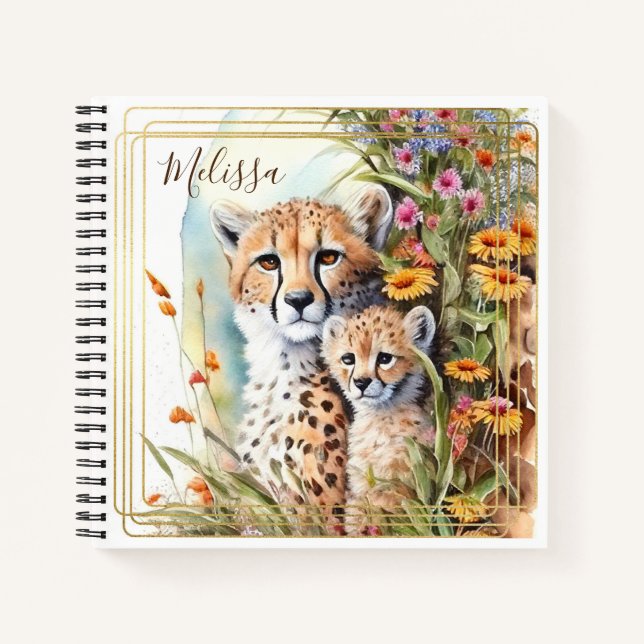 Personalized Cheetah School Office Notebook Gift (Front)