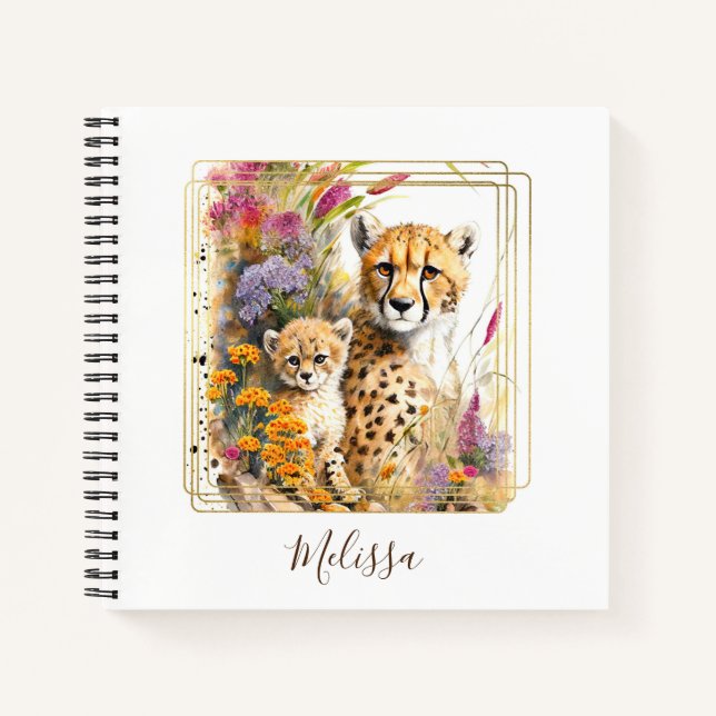 Personalized Cheetah School Office Notebook Gift (Front)