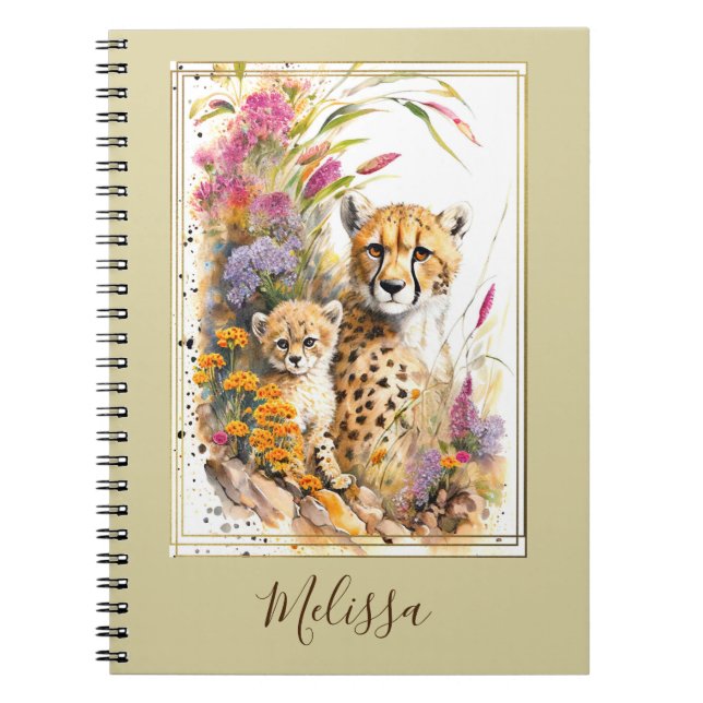 Personalized Cheetah School Office Notebook Gift (Front)