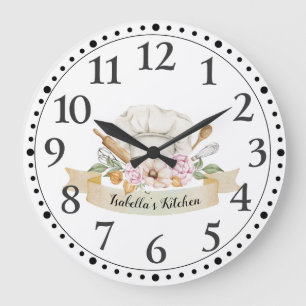 Personalized Chef Cook Baker's Tools Kitchen  Large Clock