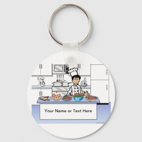 Personalized Chef Cook _ Male Cartoon Keychain