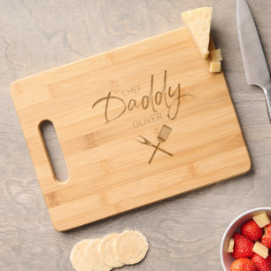 Personalized Chef Daddy Script Father's day Engraved Cutting Board