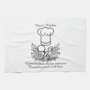 Personalized chef grandma floral mother's day kitchen towel