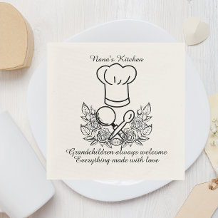 Personalized chef grandma floral mother's day napkins