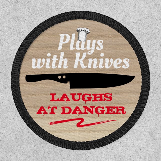 Personalized chef hat knife culinary apparel patch (Front)