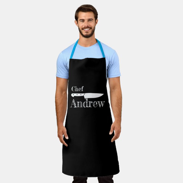 Personalized Chef Name Apron - Kitchen tool Design (Worn)