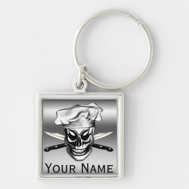Personalized Chef Skull Keychain (Front)