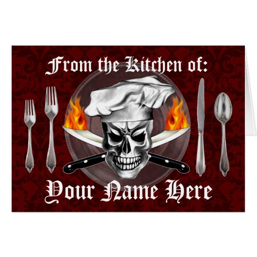 Personalized Chef Skull Recipe Card (Front Horizontal)