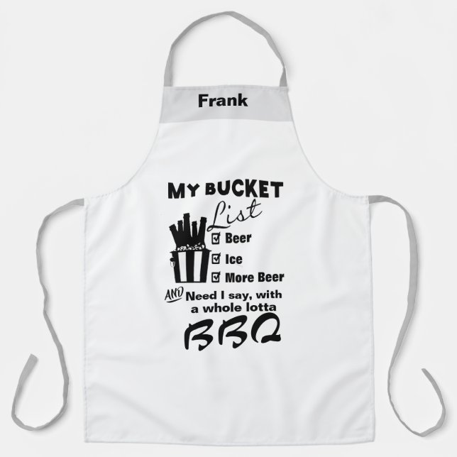Personalized Chef's Bucket List Beer Lover BBQ  Apron (Front)
