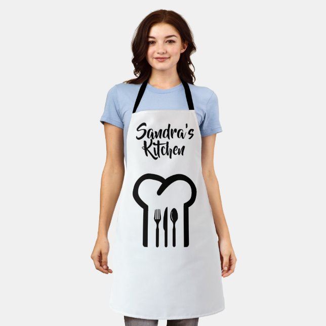 Personalized Chef's Hat & Cutlery Apron (Worn)