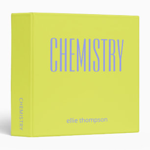 Personalized Chemistry Chartreuse School Subject 3 Ring Binder