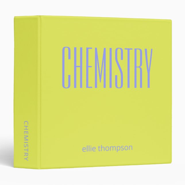 Personalized Chemistry Chartreuse School Subject 3 Ring Binder (Front/Spine)