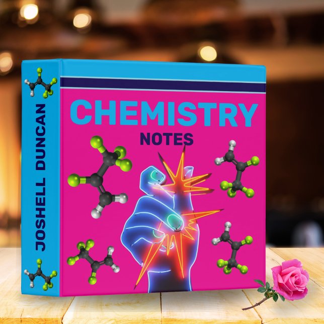 Personalized Chemistry Notes | Pink & Blue 3 Ring Binder (Creator Uploaded)