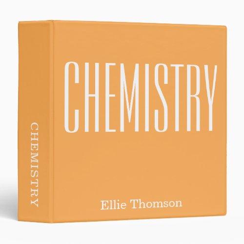 Personalized Chemistry Yellow School Subject 3 Ring Binder
