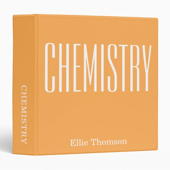 Personalized Chemistry Yellow School Subject 3 Ring Binder (Front/Spine)