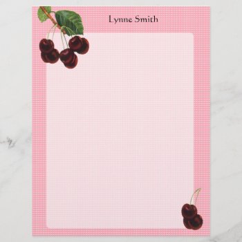 Personalized Cherries Letterhead by Lynnes_creations at Zazzle