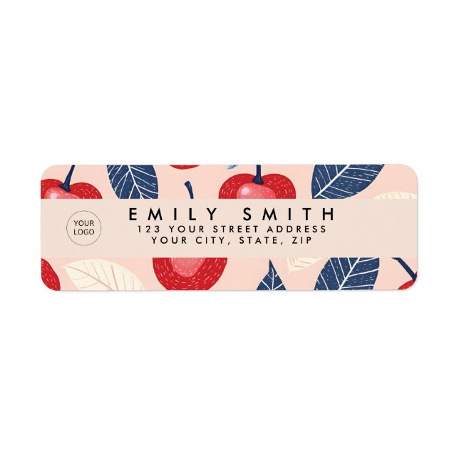 Personalized Cherry and Leaf Pattern Label (Front)