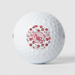 Personalized Cherry Blossom and Monogram Golf Balls