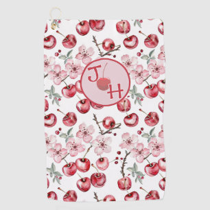Personalized Cherry Blossom and Monogram Golf Towel