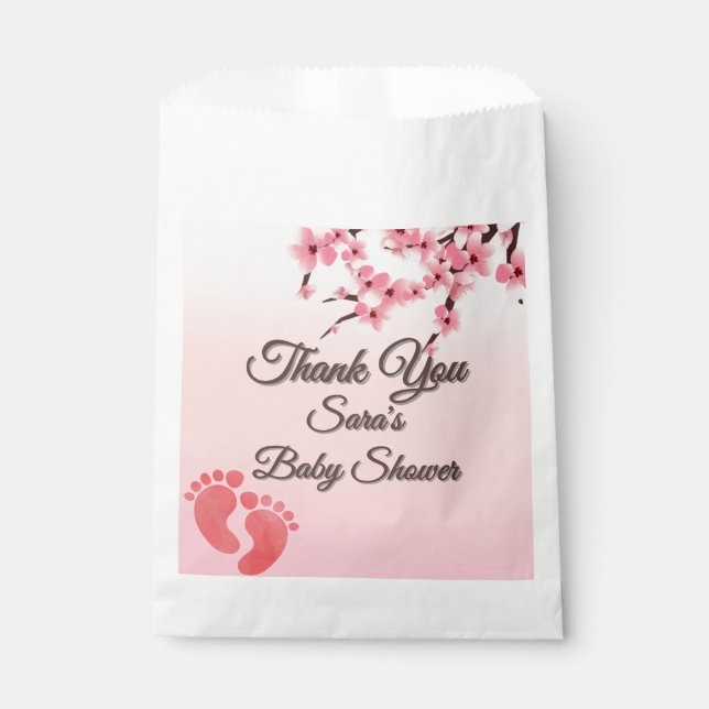  Personalized Cherry Blossom Baby Shower Favor Bag (Front)
