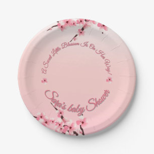 Personalized Cherry Blossom Baby Shower Paper Plates