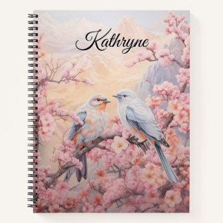 Personalized Cherry Blossom Bird Notebook