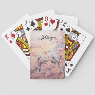 Personalized Cherry Blossom Bird Poker Cards