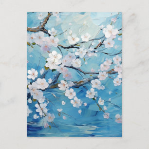 Personalized Cherry Blossom Blue Invitation Postcard