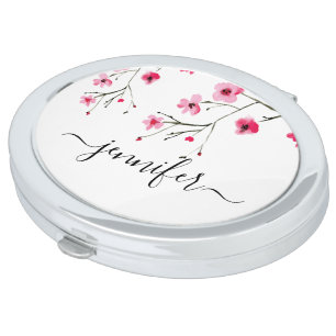 Personalized Cherry Blossom Bridal Party wedding Compact Mirror