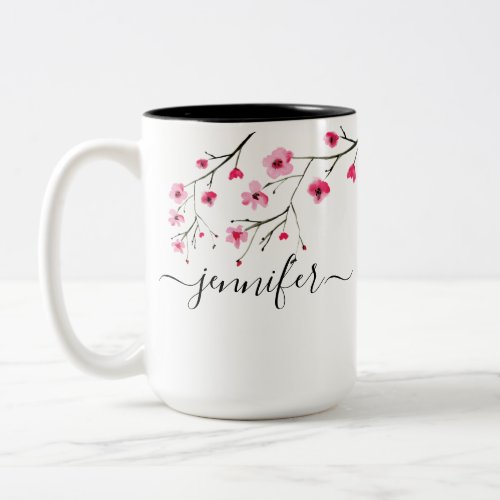 Personalized Cherry Blossom Bridal Party wedding Two_Tone Coffee Mug