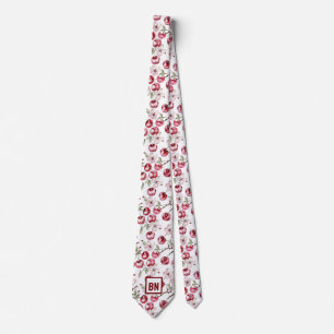 Personalized Cherry Blossom Cherries Watercolor Neck Tie